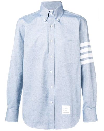 Thom Browne 4 Bar Flannel Shirt - Blue