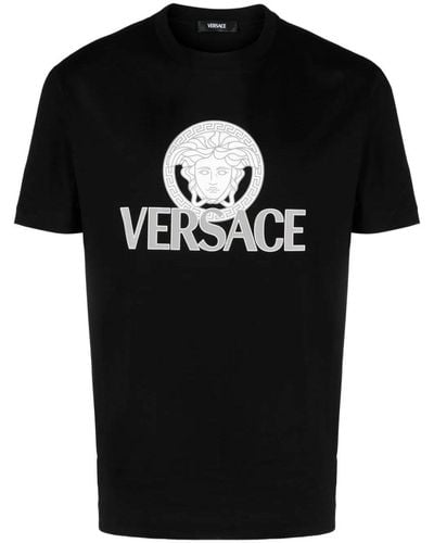 Versace Medusa Compact Cotton T Shirt - Black