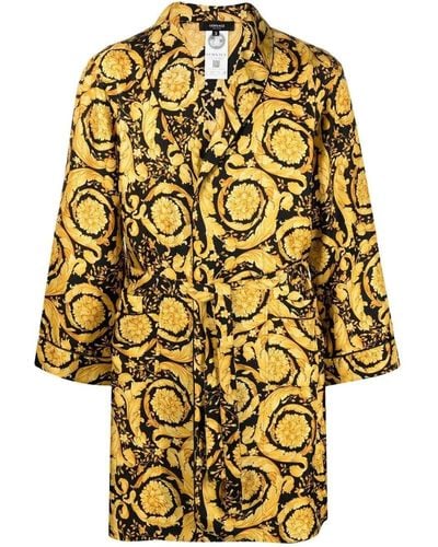 Versace Silk Twill Baroque Robe - Yellow