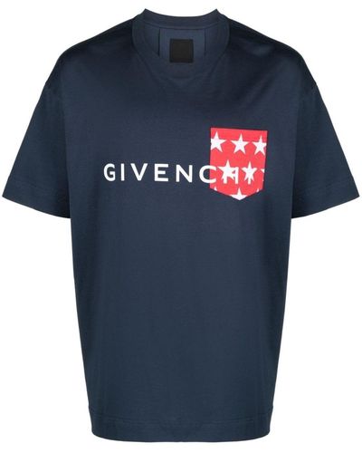 Givenchy Star Pocket T Shirt Over Fit - Blue