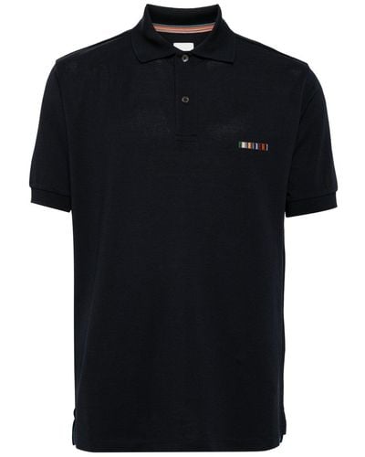 Paul Smith Multi Stripe Embroidery Polo Shirt - Black
