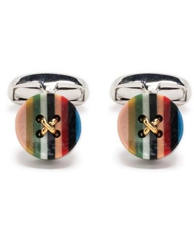 Paul Smith Button Stripe Cufflinks - Multicolour