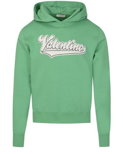 Valentino Embroidered Branding Hoodie - Green