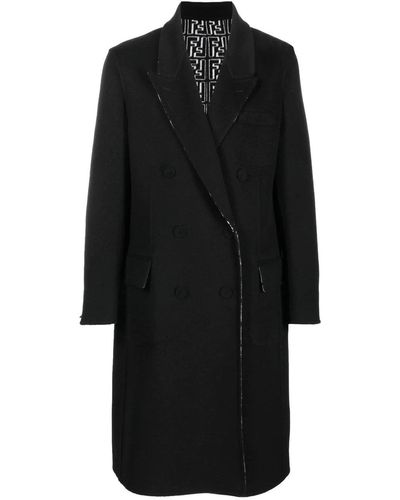 Fendi Reversible Woven Wool Coat - Black