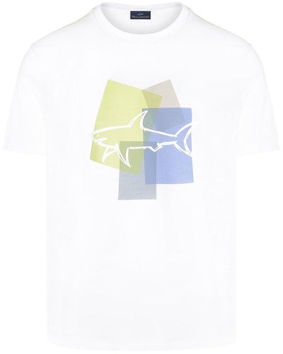 Paul & Shark Cotton Shark Print T Shirt - Blue