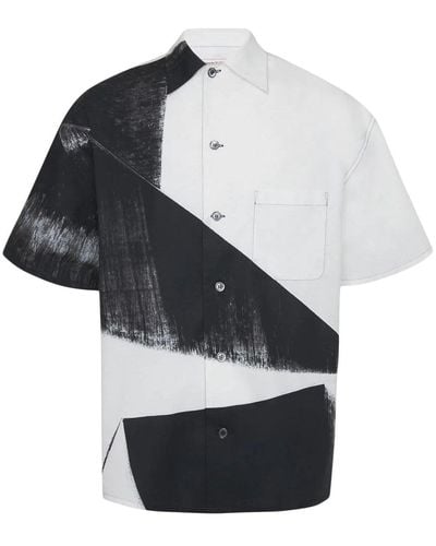 Alexander McQueen Double Diamonds Print Shirt White/black - Multicolour
