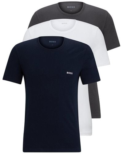 BOSS 3 Pack Classic Cotton T Shirts - Blue
