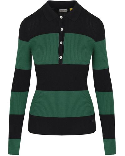 Moncler Genius Women's Knitted Ls Polo - Green