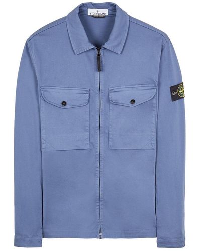 Stone Island Patch Pocket Cotton Overshirt - Blue