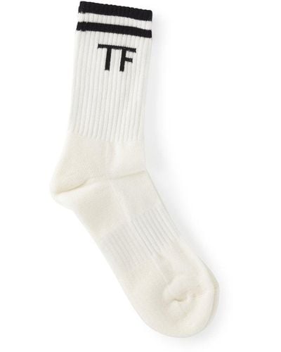 Tom Ford Ribbed Tf Sport Socks - White