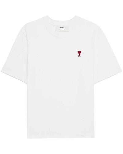 Ami Paris Red Ami De Coeur T Shirt - White