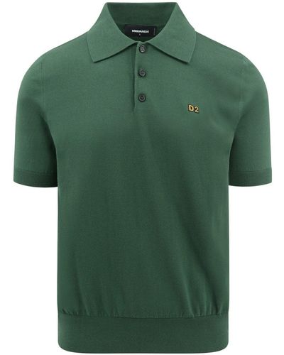 DSquared² Plate Branding Knitted Polo - Green