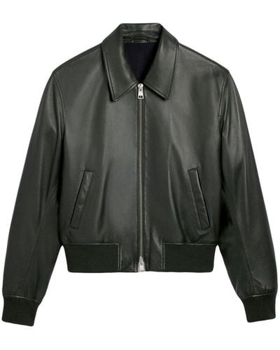 Ami Paris Leather Zipped Jacket - Black
