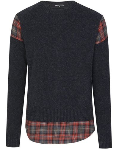 DSquared² Check Insert Knitwear - Blue