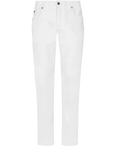 Dolce & Gabbana Plaque 5 Pocket Jeans - White