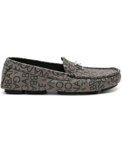 Dolce & Gabbana Monogram Dg Leather Loafers - Grey