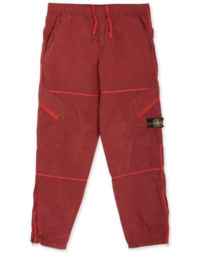 Stone Island Nylon Metal Cuffed Trousers - Red