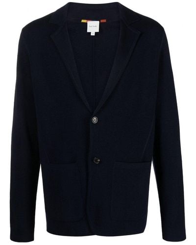 Paul Smith Knitted Sb Jacket - Blue