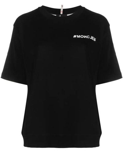 3 MONCLER GRENOBLE Branded Cotton Tshirt - Black