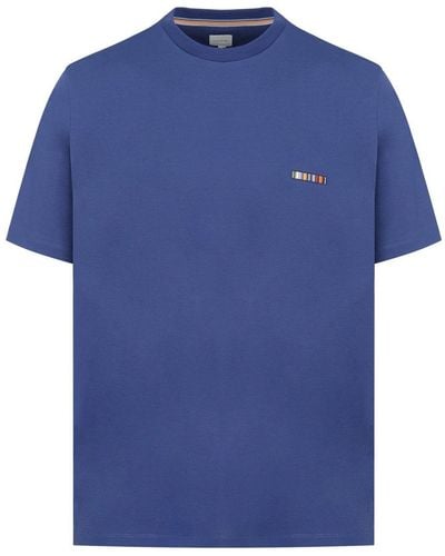Paul Smith Multi Stripe Embroidery Tshirt - Blue