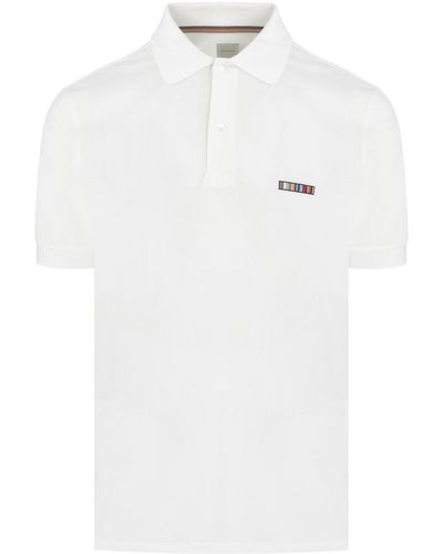 Paul Smith Multi Stripe Embroidery Polo Shirt - White