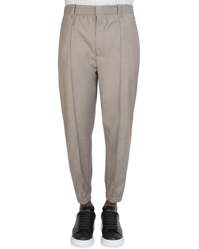 Emporio Armani Cuffed Cotton Trousers Stone - Multicolour