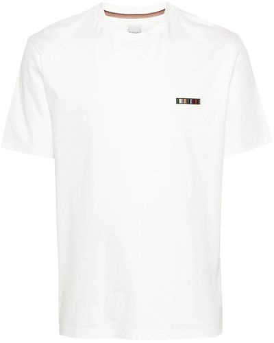 Paul Smith Multi Stripe Embroidery Tshirt - White