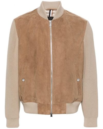 BOSS Mersey Leather Jacket - Natural