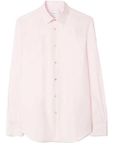 Paul Smith Stripe Cuff Tailored Cotton Shirt - Pink