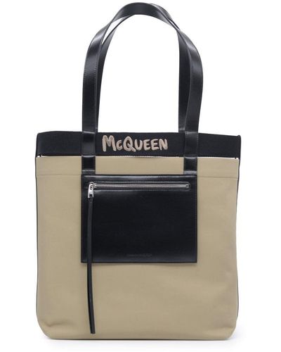 Alexander McQueen Trench Fabric Shopper Bag - Black