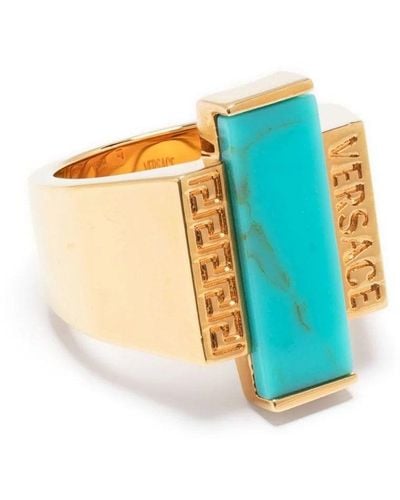 Versace Gold Emerald Ring - Blue