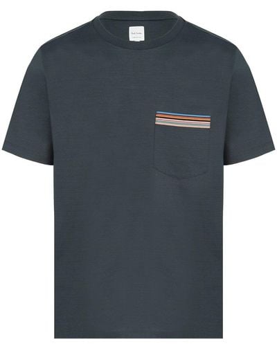 Paul Smith Stripe Pocket Cotton T Shirt - Black