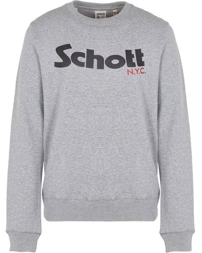Schott Nyc Sweat col rond slim-fit logo'sérigraphié en coton - Gris