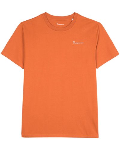 Knowledge Cotton Tee-shirt droit col rond en coton bio - Orange