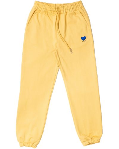ADER error Twin Heart Logo Sweatpants - Yellow