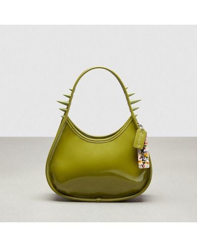 COACH Ergo Bag In Crinkle Patent Topia Leather: Spikes - Green