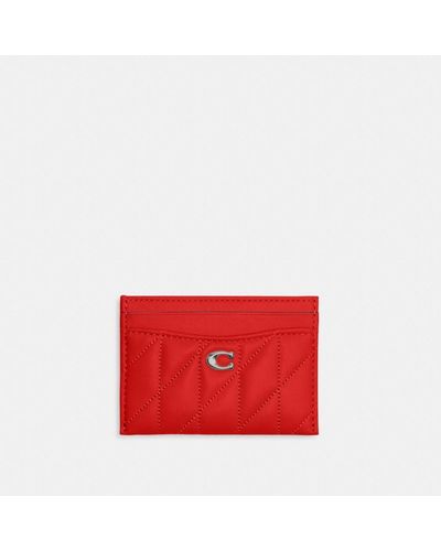 COACH Essential Card Case With Pillow Quilting - Red