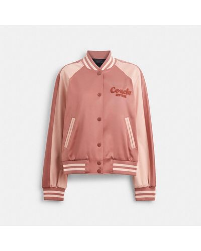 COACH Satin Varsity Jacket - Pink