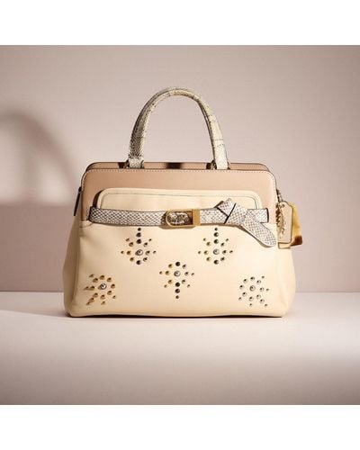 COACH Upcrafted Tate Carryall 29 In Colorblock With Snakeskin Detail - Natural
