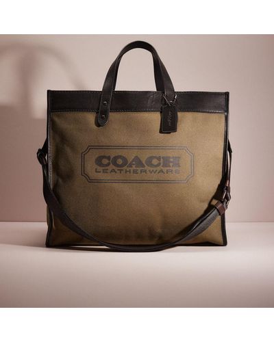 COACH Restored Field Tote 40 In Organic Cotton Canvas With Badge - Brown