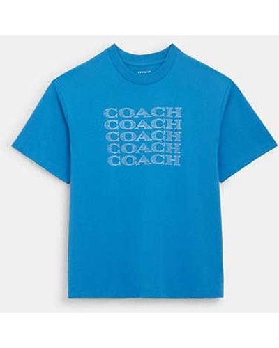 COACH Signature Stack T Shirt - Blue
