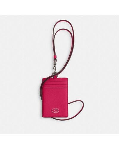 COACH Id Lanyard With Signature Canvas - Pink