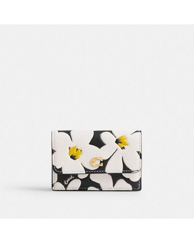 COACH Essential Mini Trifold Wallet With Floral Print - White
