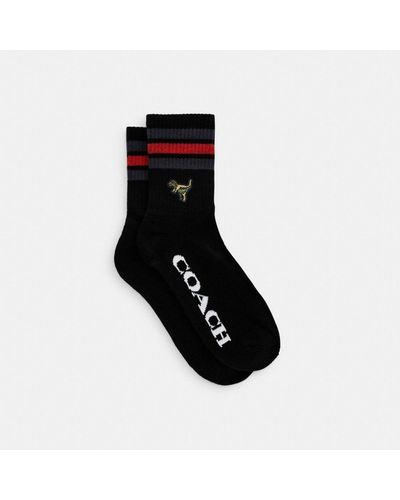 COACH Sport Quarter Crew Socks - Black