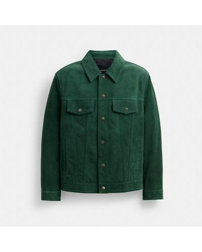 COACH Suede Leather Jacket - Green