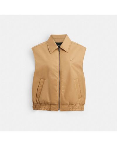 COACH Cropped Vest In Recycled Nylon - Natural