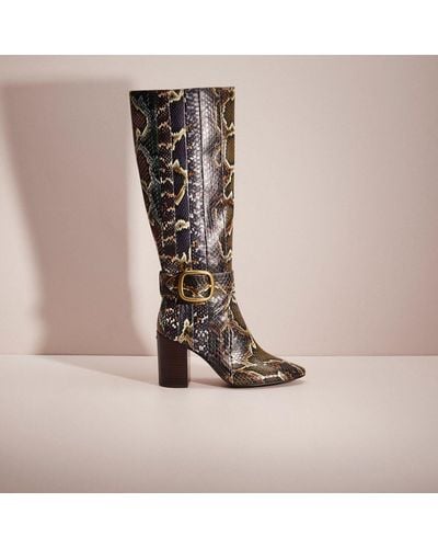 COACH Restored Evelyn Boot In Snakeskin - Brown