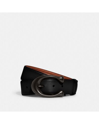 COACH Signature Buckle Cut To Size Reversible Belt, Size 42 | Leather - Black