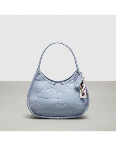 COACH Ergo In Crinkled Patent Topia Leather: Embossed Cloud Print - Blue