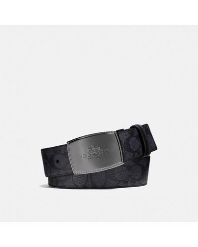 COACH Wide Stitched Plaque Cut-to-size Reversible Signature Belt - Black